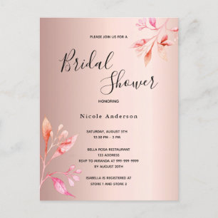 Bridal douche bush rose or florales invitation