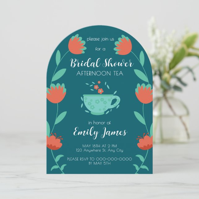 Bridal Shower - Afternoon Tea Party Invitation (Debout devant)