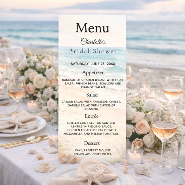 Bridal Shower beach party menu card (Créateur téléchargé)