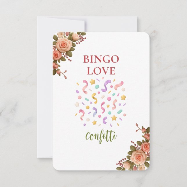 Bridal Shower Game Bingo Card – Confetti (Devant)