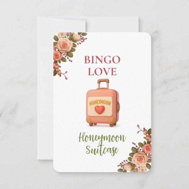 Bridal Shower Game Bingo Card – Honeymoon Suitcase (Devant)
