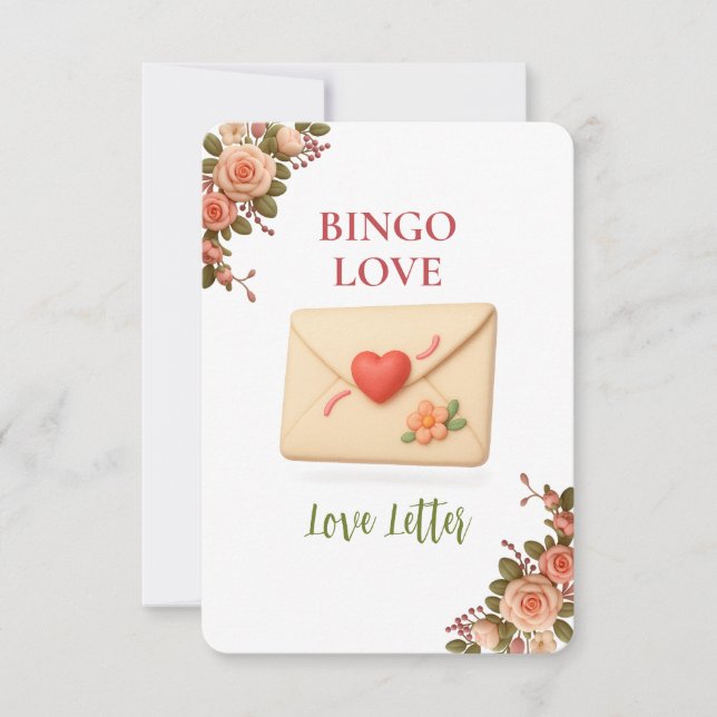 Bridal Shower Game Bingo Card – Love Letter (Devant)