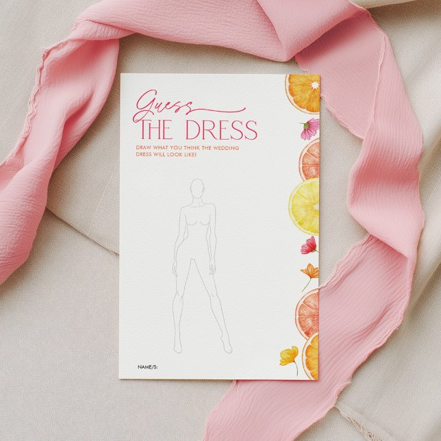 Bridal Shower Game Guess The Dress Main Squeeze  (Guess the Dress | Main Squeeze Citrus Bridal Shower Game)
