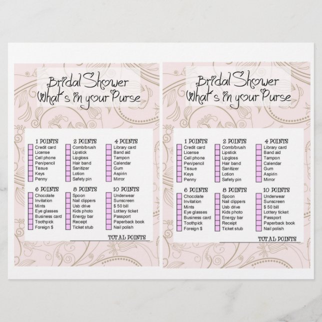Bridal Shower Game- What i in your purse ? (Devant)