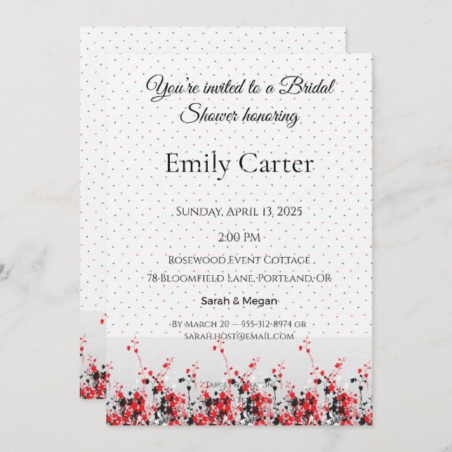 Bridal Shower Invitation Elegant Floral Template (Devant / Derrière)