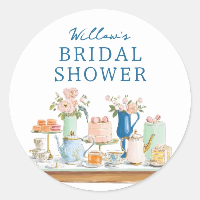 Bridal Shower Tea Party Stickers (Devant)