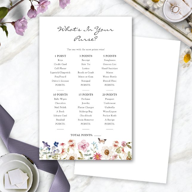 Bridal What's In Your Purse Game (Bridal Shower  What's In Your Purse Game with Butterfly by Painted Paperie
)