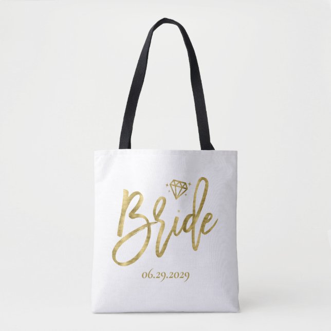 Bride blanche avec sac Mariage en diamant (Devant)