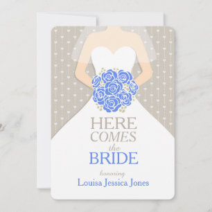 Bride bleu bouquet graphique nuptiale invitation