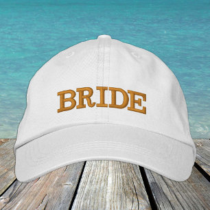 BRIDE brodé casquette de baseball or / blanc