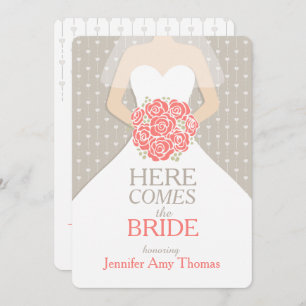 Bride coral bouquet graphique nuptiale invitation