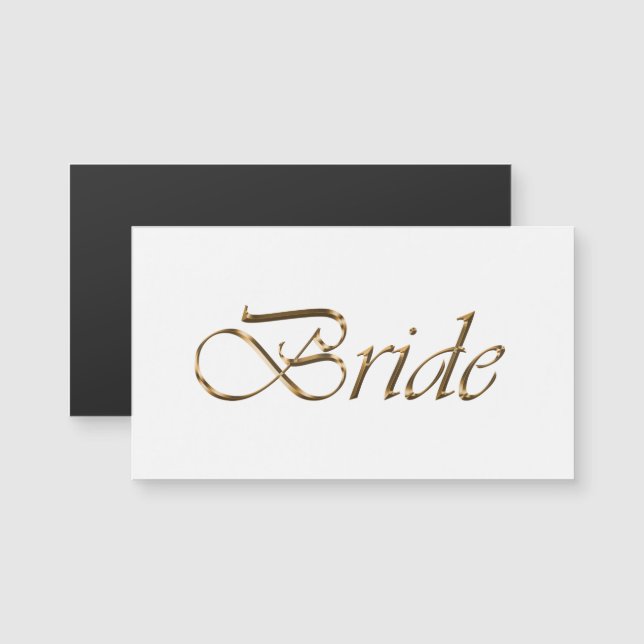 Bride Elegant script or chic carte magnétique blan (Devant / Derrière)
