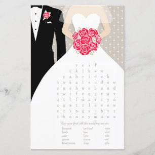 Bride Fête des mariées mot recherche jeu robe roug