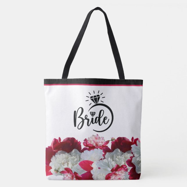 Bride Floral Peonies multi Print Tote Bag (Devant)