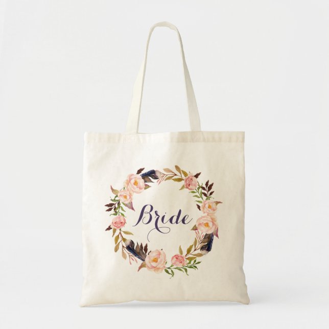 Bride Floral Sac fourre-tout personnalisé (Devant)