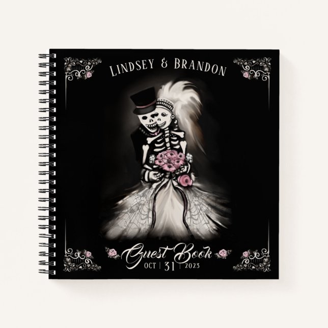 Bride Groom Halloween Skeletons Mariage Livre d'in (Devant)