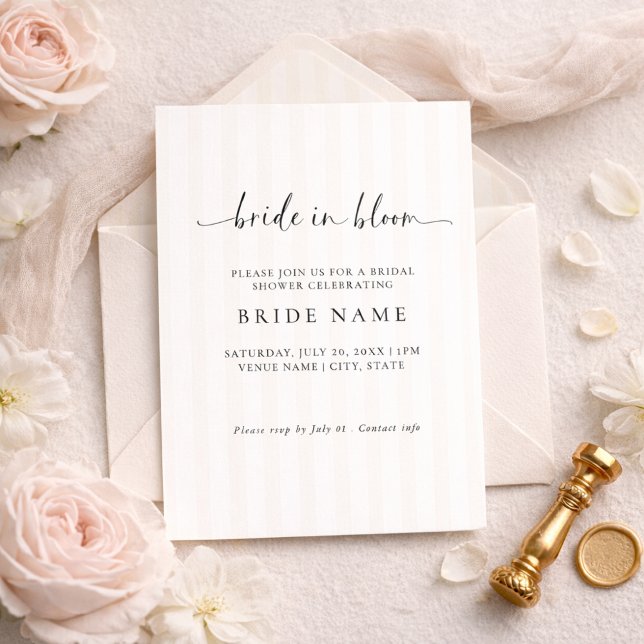 Bride in Bloom Stripe Bridal Shower Invitation (Créateur téléchargé)