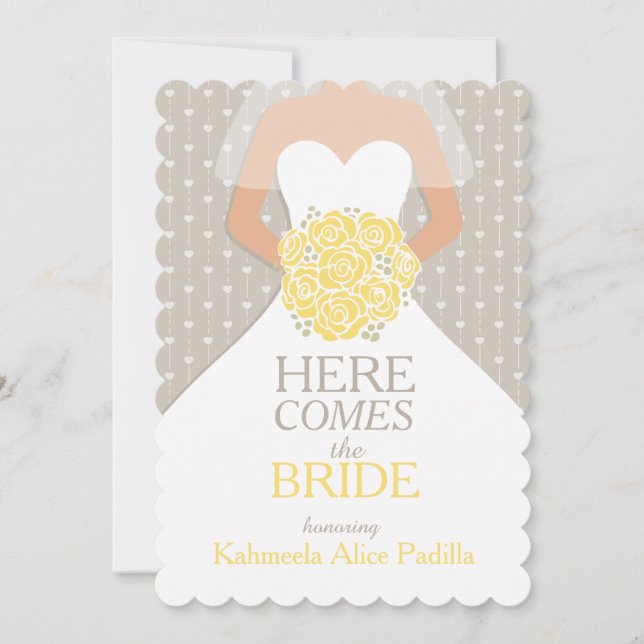Bride jaune bouquet graphique nuptiale invitation (Devant)