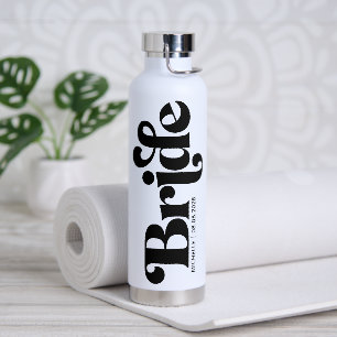 Bride noire Texte rétro Bouteille d'eau personnali