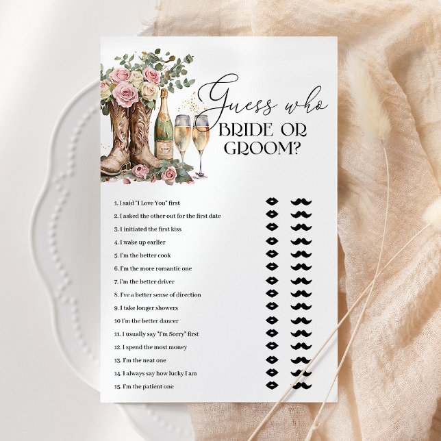 Bride Or Groom Boots and Bubbly Bridal Shower Game (Créateur téléchargé)