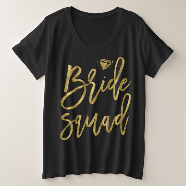 Bride Squad Faux Gold Plus Taille brillant Noir (Design devant)