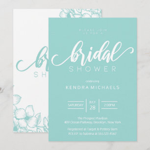 Bride To Be, Aqua Blue Bridal Shower Invitations