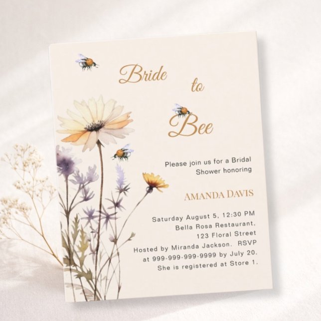 Bride to bee wildflower bridal shower invitation (Créateur téléchargé)