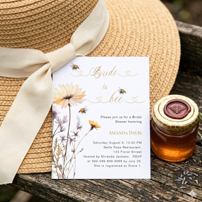 Bride to bee wildflower bridal shower invitation (Créateur téléchargé)