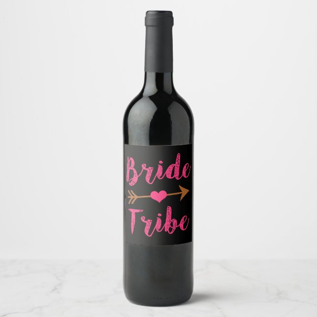 Bride Tribe Bridesmaid bouteille de vin étiquettes (Devant)