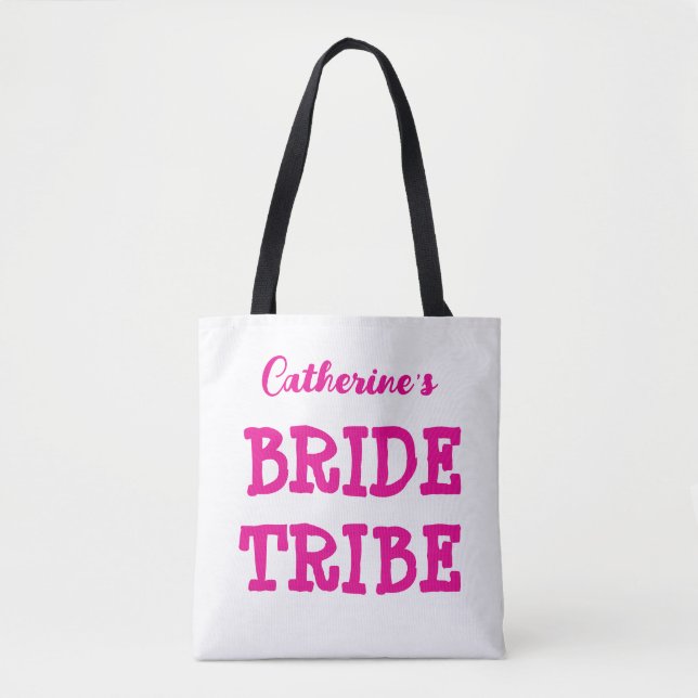 Bride Tribe Hot rose Bachelorette Sac fourre-tout (Devant)