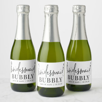Bridesmaid Bubbly Mini Sparkling Wine Étiquettes