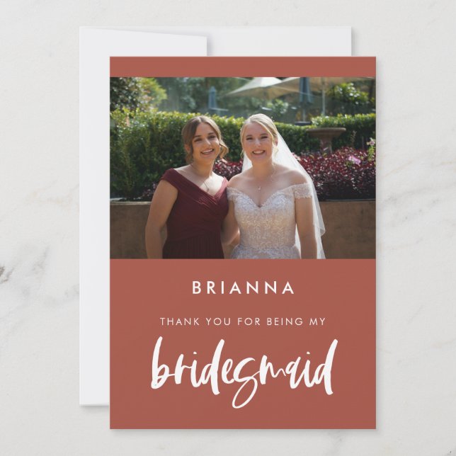 Bridesmaid carte de remerciements en brique brûlée (Devant)