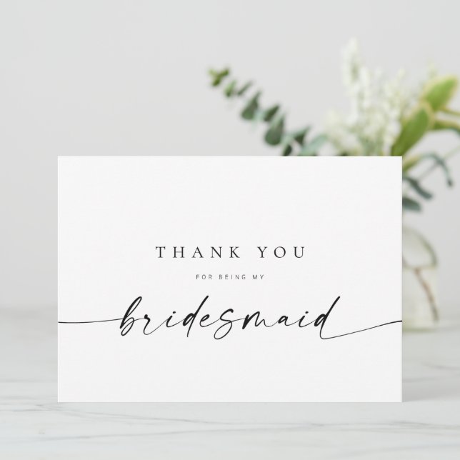 Bridesmaid Carte de remerciements | Minimaliste mo (Debout devant)