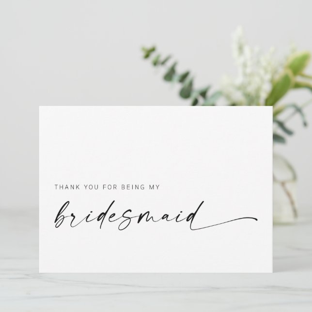 Bridesmaid Carte de remerciements | Minimaliste mo (Debout devant)