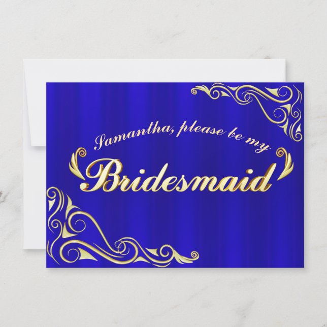 Bridesmaid Elegant Regal Golden Font Invitation (Devant)