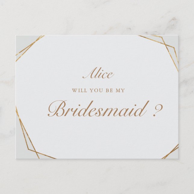 bridesmaid en marbre doré Invitation (Devant)