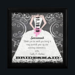 Bridesmaid Gown Bouquet noir laque boîte à bijoux<br><div class="desc">Mariage Black Lacquer Keepsaké Personnalisé Designer Boîte à bijoux personnalisée ou Boîte à mémoire Elégant Unique Mariage Anniversaire</div>