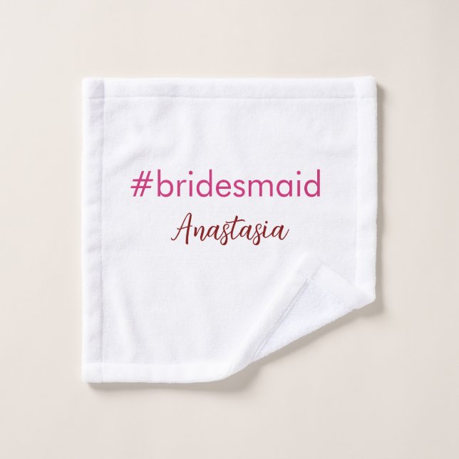Bridesmaid hashtag rose clair ajouter nom mariée t (Gant de toilette)