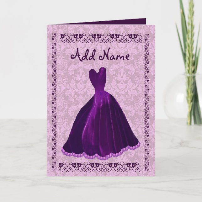 BRIDESMAID Invitation PURPLE Velvet Gown R701 (Devant)