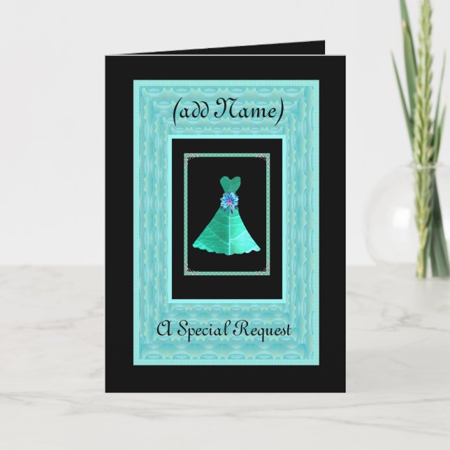BRIDESMAID Invitation TURQUOISE robe VERTE TURQUOI (Devant)