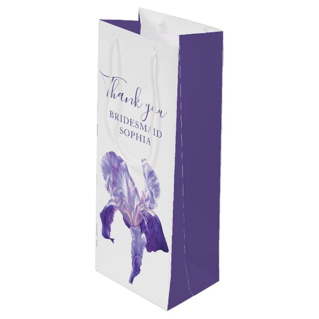 Bridesmaid merci mariage iris sac cadeau vin (Devant Angle)