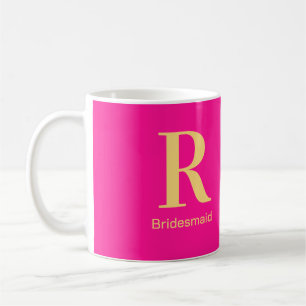 Bridesmaid Moderne Monogramme Chaud rose café Mug