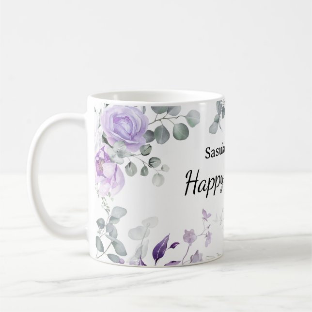 Bridesmaid Mug Custom Name Floral Design (Gauche)