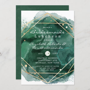 Bridesmaids de peinture verte et or Invitations de