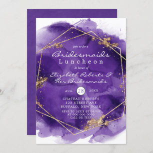Bridesmaids de peinture violet et or Luncheon Invi