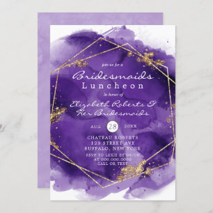 Bridesmaids de peinture violet et or Luncheon Invi