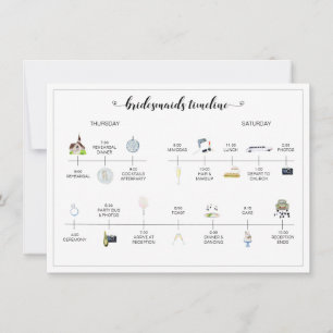 Bridesmaids Wedding Day Timeline of Events Program
