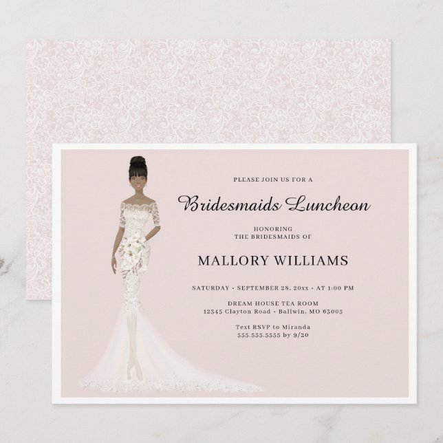 Bridesmaiers déjeuner Fashion Bride Invitation (Devant / Derrière)