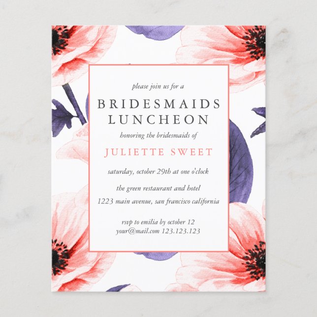 Bridesmaitres BUDGET Déjeuner Blush violet fleuri (Devant)