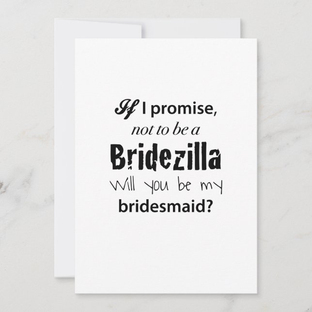 Bridezilla - Invitation demoiselle d'honneur (Devant)
